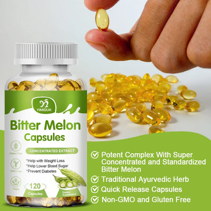 Natural Bitter Melon Extract Capsules Help Lower Blood Sugar, Prevent Heatstroke, And Supplement Daily Multivitamins To Burn Fat