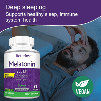 Melatonin 10 Mg Instant 120 Capsules - Natural Flavor, Fall Asleep Faster, Sleep Longer, Natural Sleep Aid