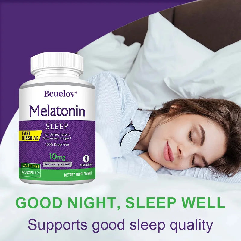 Melatonin 10 Mg Instant 120 Capsules - Natural Flavor, Fall Asleep Faster, Sleep Longer, Natural Sleep Aid