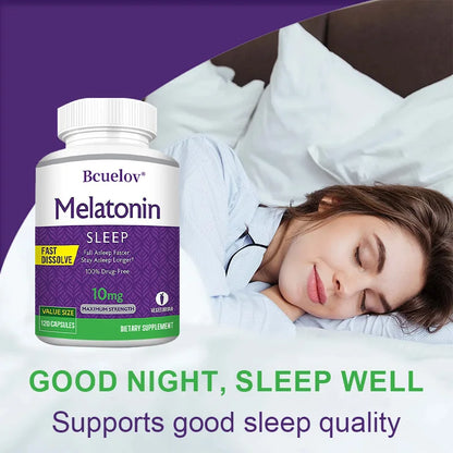 Melatonin 10 Mg Instant 120 Capsules - Natural Flavor, Fall Asleep Faster, Sleep Longer, Natural Sleep Aid