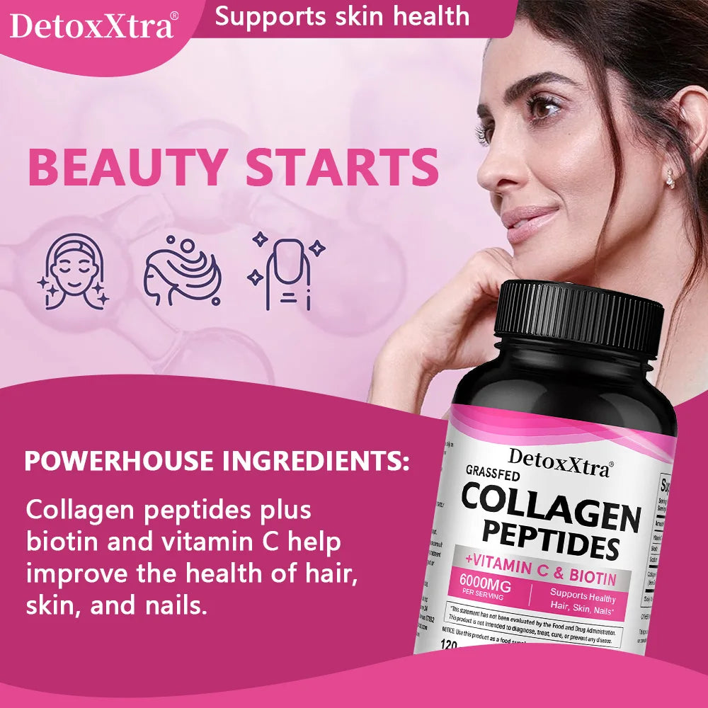 Collagen Supplement with Vitamin C &amp; Biotin – Supports Hair, Skin, Nails, Joints, Bone &amp; Anti-Aging, Skin Whitening Antioxidants