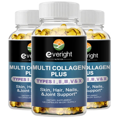 Multi Collagen Pills for Antioxidant Women &amp; Men Natural Skin Care Supplement - Hydrolyzed Protein Collagen Peptides