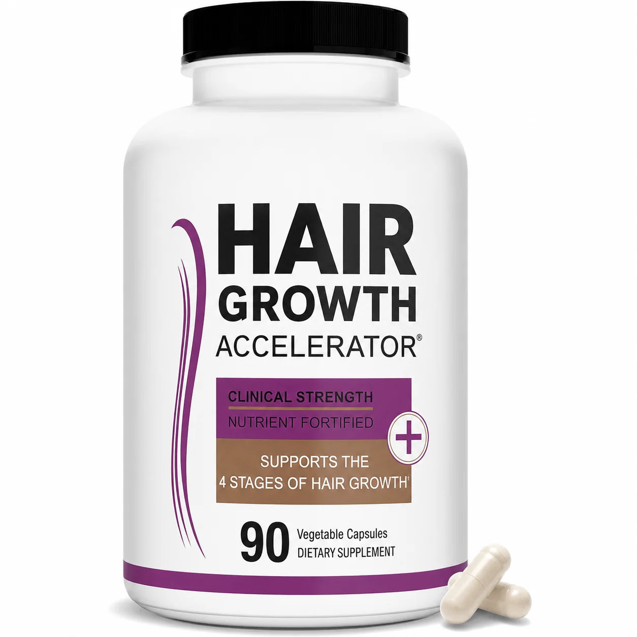 Lustriva Hair Growth Vitamins with Biotin, Marine Collagen, Saw Palmetto, Ashwagandha, Horsetail &amp; Zinc – Thicker Hair, 90 Caps
