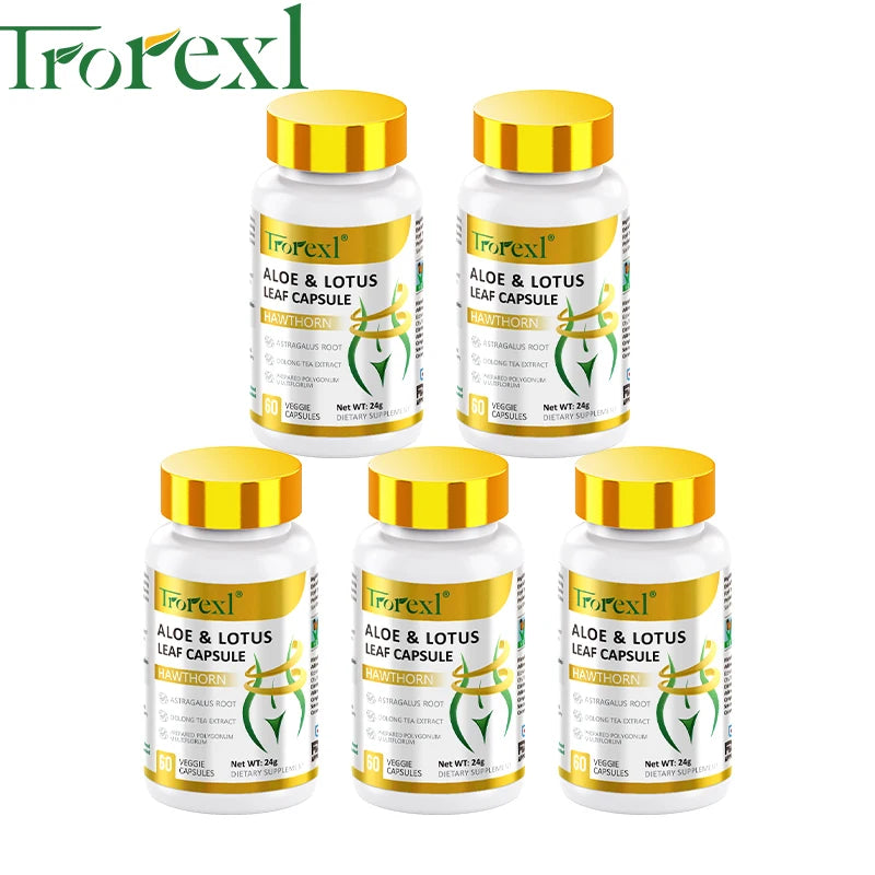 Aloe &amp; Lotus Leaf Capsules Flat Tummy Pills, Appetite Suppressant, Detoxification, Preserve Lean