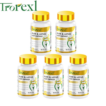 Aloe &amp; Lotus Leaf Capsules Flat Tummy Pills, Appetite Suppressant, Detoxification, Preserve Lean