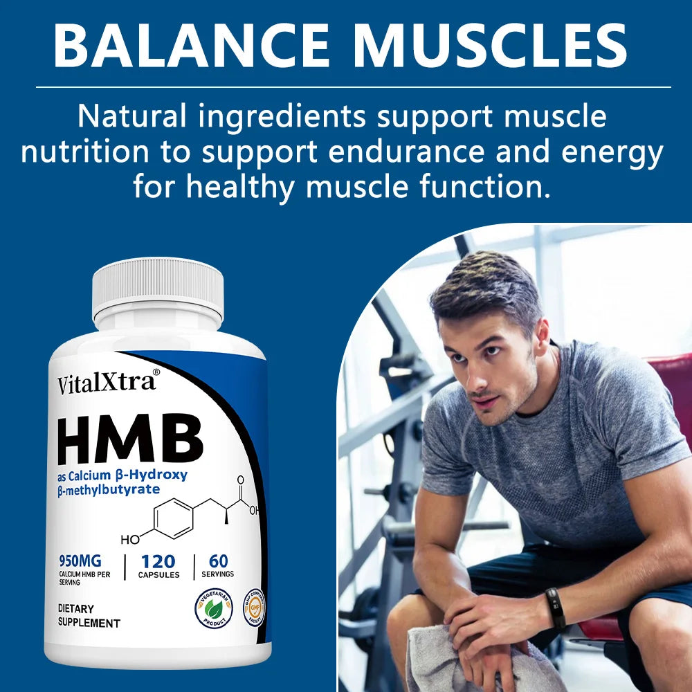 Ultra Strength HMB Supplement Capsules, Supports Muscle Growth, Maintains Muscle Health, and Supports Recovery After Exercise