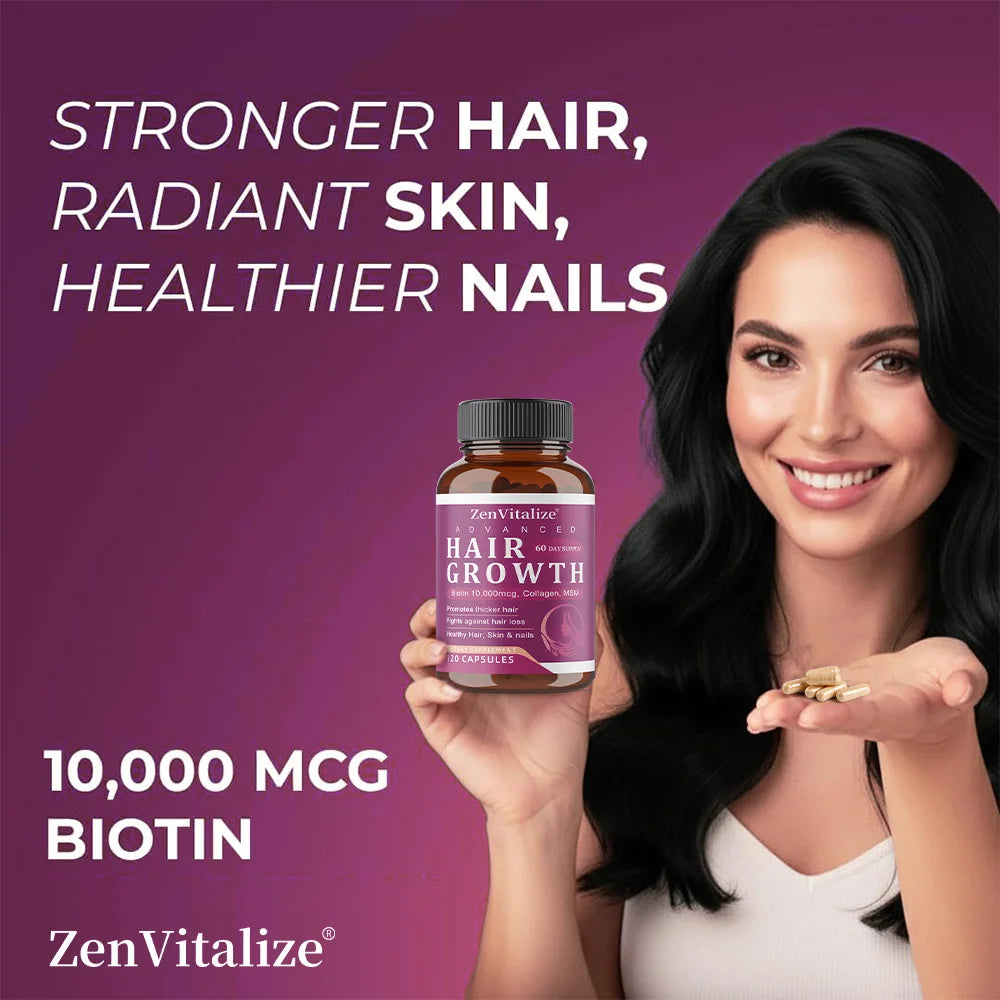 Hair Growth Vitamins for Women and Men - with Biotin &amp; Saw Palmetto, Naturally Regrow Stronger &amp; Healthier Hair, Skin and Nails