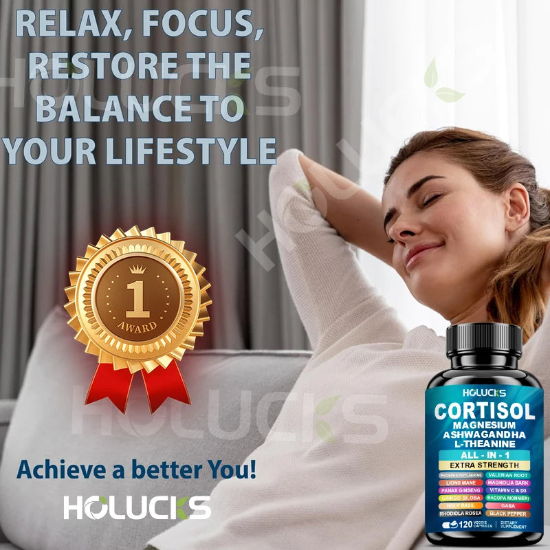 Corti-Soothe Supplement - Improve Sleep Quality, Promote Cortisol Balance, Support Adrenal Health, &amp; Relieve Fatigue -120 Pills
