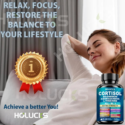 Corti-Soothe Supplement - Improve Sleep Quality, Promote Cortisol Balance, Support Adrenal Health, &amp; Relieve Fatigue -120 Pills