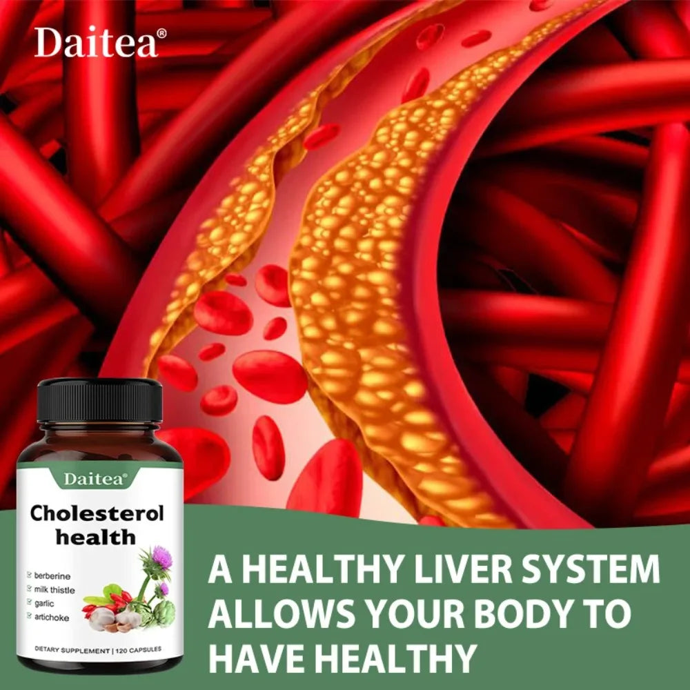 Healthy Cholesterol Support Supplement with Milk Thistle &amp; Berberine, Support Cardiovascular Health, 120 Capsules