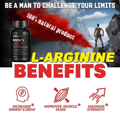 L-Arginine Male Enhancing Supplement for Performance, Endurance and Muscle, Strength and Endurance, Non-GMO, 60 Tablets