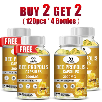 Buy 2 Get 2 Free! Strong Bee Propolis Extract Capsules, for Sore Throat, Overall Skin Care, Immune System Booster, Non-GMO