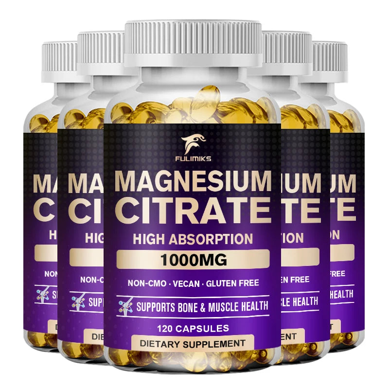FULIMIKS Magnesium Citrate Supplement, Supports Muscle &amp; Bone Health, Relaxation, Cardiovascular Function, for Adults
