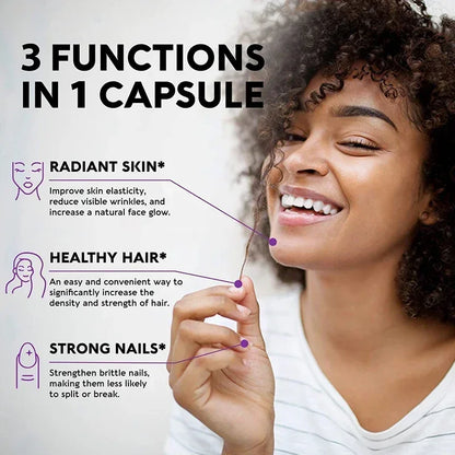 Biotin Supplement - 15,000 Mcg with Collagen and Keratin, Vitamins, Shiny Hair, Skin and Nails, Joint Health, 30/60/120 Capsules