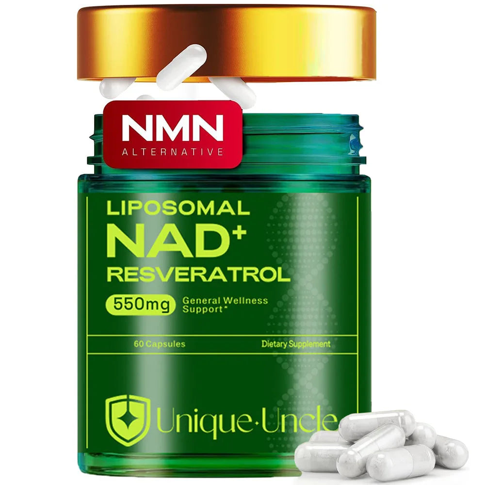 NAD Resveratrol Supplement - 550mg | NAD Liposomal Supplement for Men and Women | NMN Supplement Alternative | 60 Capsules