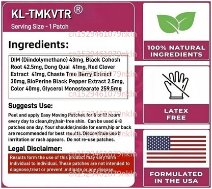30 Patches Menopause Vitamins Transdermal Patches with Black Cohosh, Red Clover - Hot Flashes, Night Sweats &amp; Mood Support