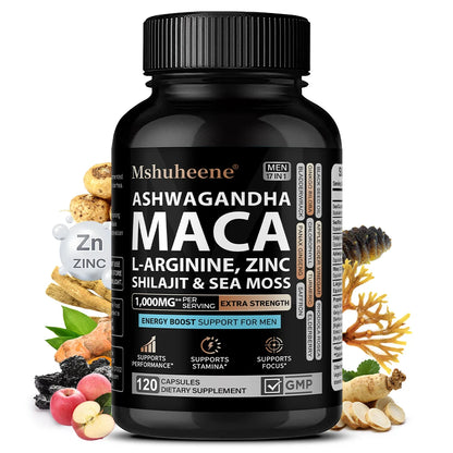 Enhancing Supplement Blend - L-Arginine + Maca + Ashwagandha, Stamina Muscle Growth, Vascular Function, Blood Circulation