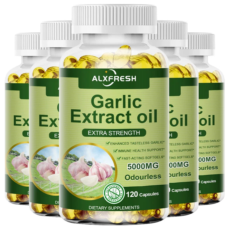 Garlic Oil Capsules Supplement for Balance Cholesterol Levels, Support Heart and Cardiovascular Health, Organic Non-GMO