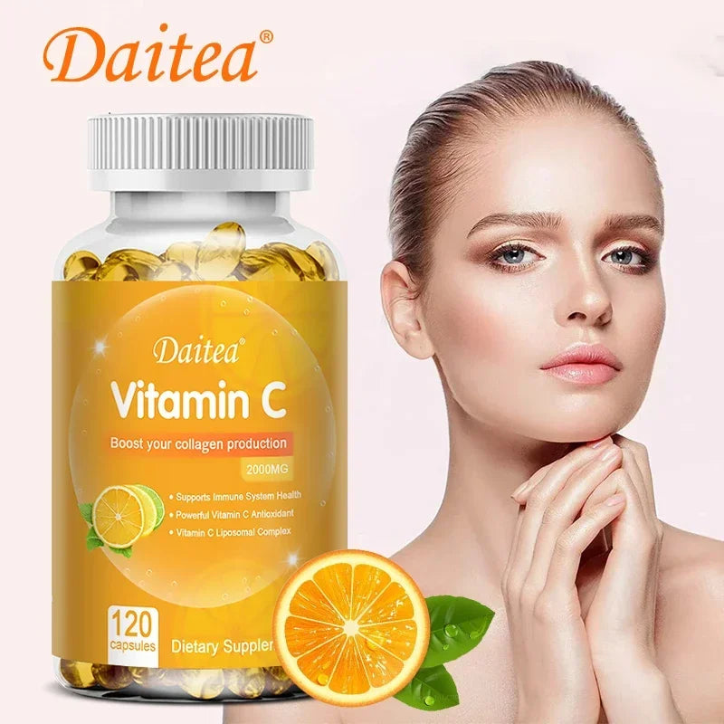 Vitamin C 2000 Mg, Promotes Collagen Production, Vitamin C Liposomal Dietary Supplement, Non-GMO and Gluten-Free Vegetarian
