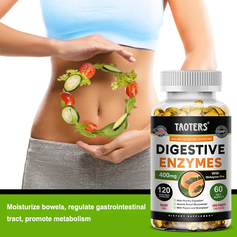 Digestive Enzymes Containing Papain and Bromelain Help Support Digestion,Improve Gut Health,Boost Metabolism,Improve Dull Skin