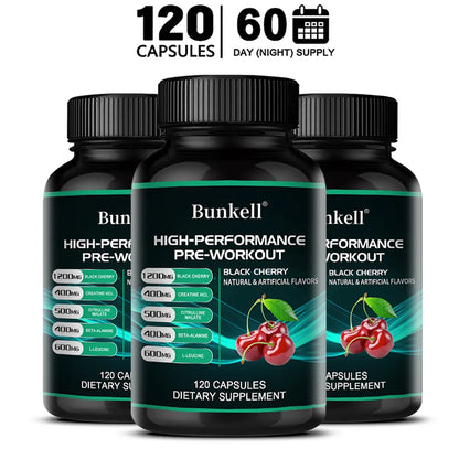Bunkell Pre-Workout Supplement - Amino Acids, Creatine HCI, Citrulline Malate, Beta-Alanine To Improve Athletic Performance