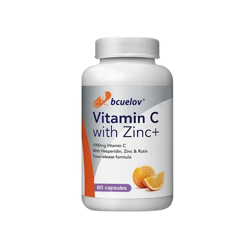 Bcuelov Vitamin C Mit Zink Capsules 1000mg Vitamin C with 5mg Zinc Capsule Immune Support, Energy Production, Vitamin Supplement