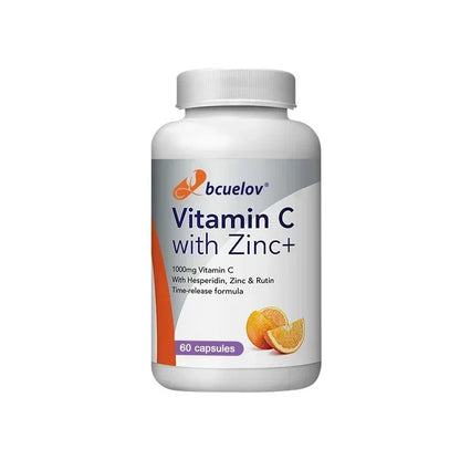 Bcuelov Vitamin C Mit Zink Capsules 1000mg Vitamin C with 5mg Zinc Capsule Immune Support, Energy Production, Vitamin Supplement