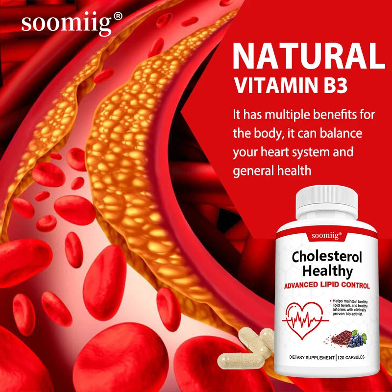 Cholesterol Supplements, Red Yeast Rice &amp; Grape Seed Extract, Supports Heart Health, Cholesterol Balance, Skin &amp; Eye Wellness