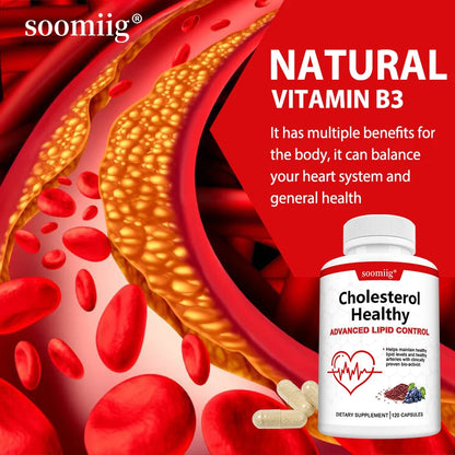 Cholesterol Supplements, Red Yeast Rice &amp; Grape Seed Extract, Supports Heart Health, Cholesterol Balance, Skin &amp; Eye Wellness