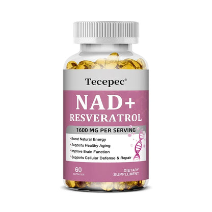 NAD+ Supplement,Anti-Aging,Boosts Energy and Focus,Supports Brain and Skin Health,Nicotinamide Adenine Dinucleotide Resveratrol