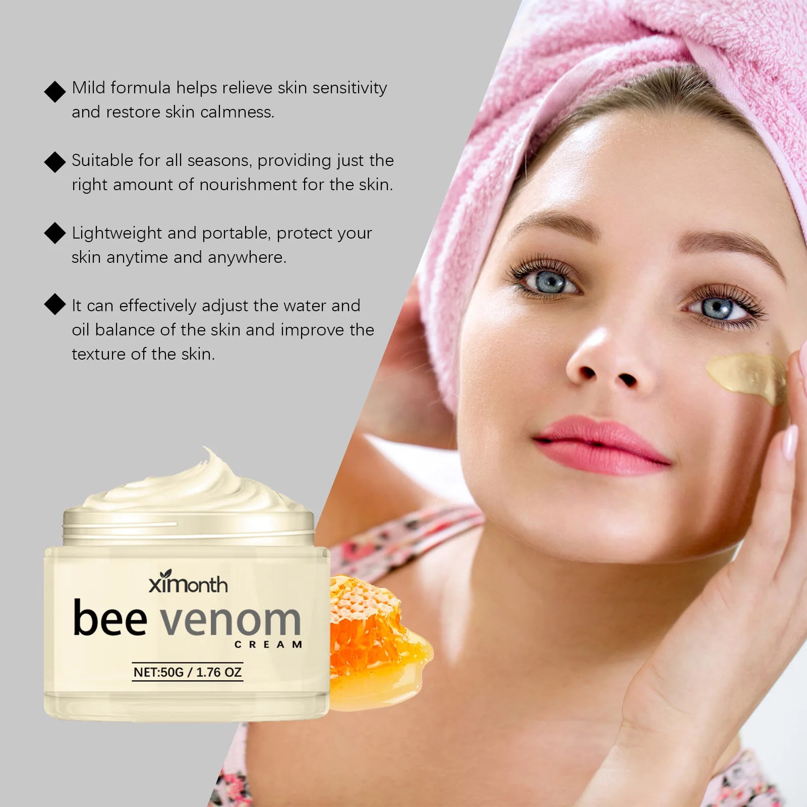 Bee Venom Face Firm Cream Repair Facial Fine Lines Enhance Skin Firmness Soothe Dryness Hydrate Penetrate Nourish Facial Creams