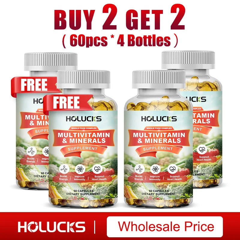 HOLUCKS Multivitamins &amp; Multiminerals Supplement with Methylated Vitamins Chelated Minerals for Energy, Focus &amp; Immune Health