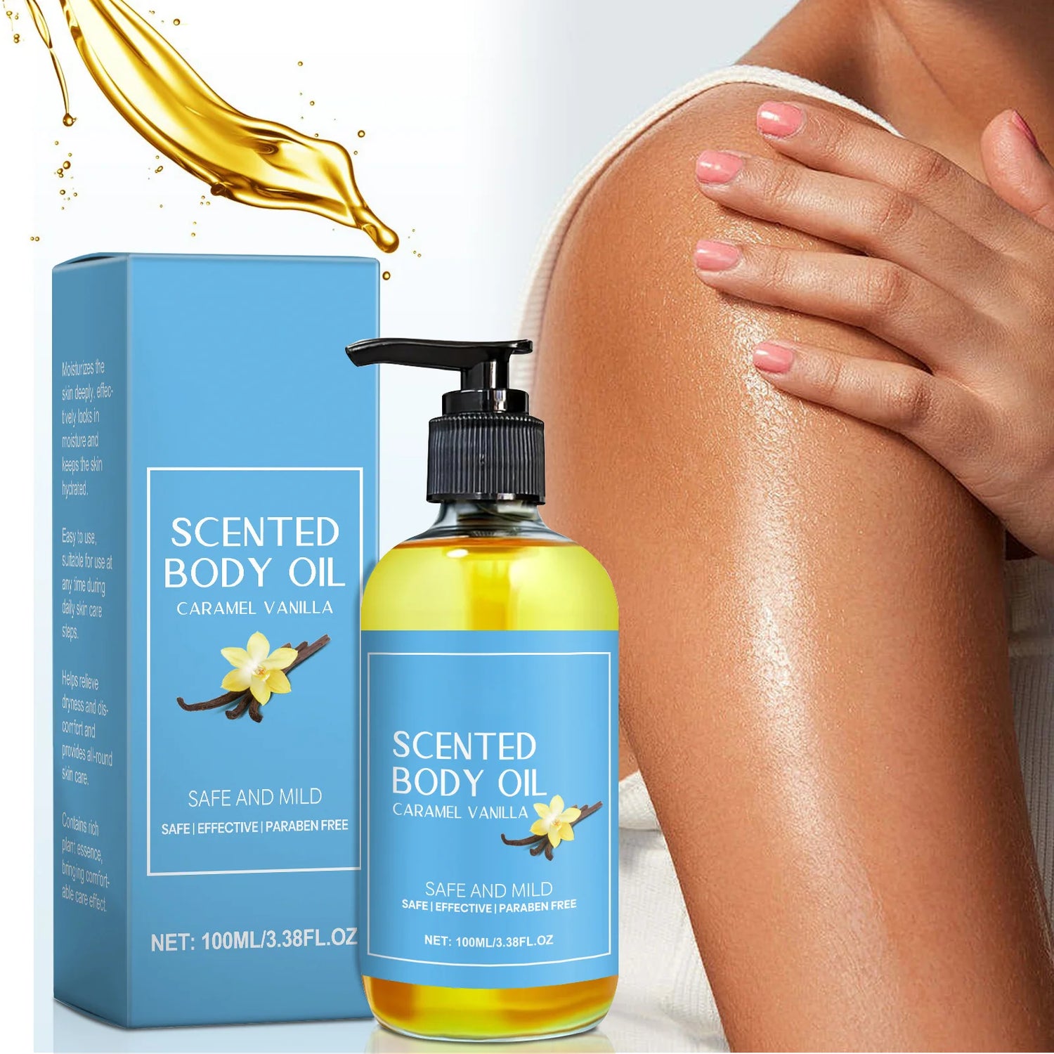 1-5pcs Stress Relief Body Oil with Vanilla - Deeply Moisturizes &amp; Soothes Muscles, Herbal Formula for Relaxing Bath &amp; Massage.
