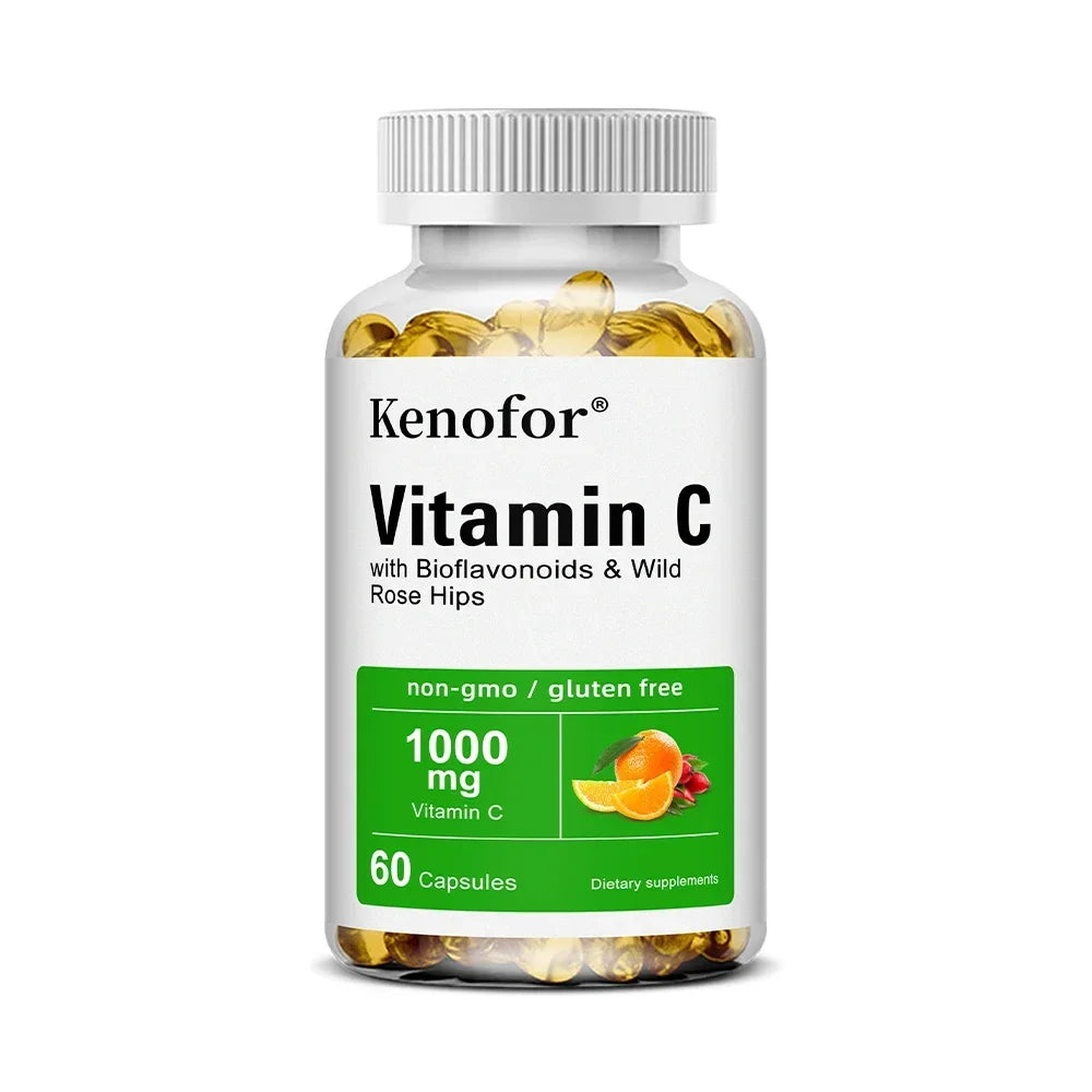 Vitamin C 1000mg - with Bioflavonoids &amp; Wild Rose Hips,Supports Skin Health,Antioxidant,Immune System Health,120 Capsules