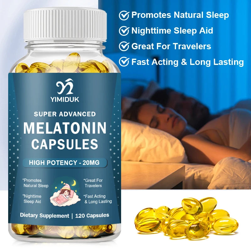High Potency Melatonin 20 Mg Capsules, for Promotes Natural Sleep, Relaxation and revitalized, GMP Certified, Gluten Free