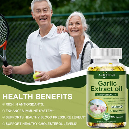 Garlic Oil Capsules Supplement for Balance Cholesterol Levels, Support Heart and Cardiovascular Health, Organic Non-GMO