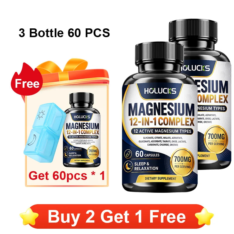 Magnesium Supplement, with Magnesium Glycinate, Supports Muscle, Sleep, Nerve, Heart, Digestive Health, Daily Memory, Vitality