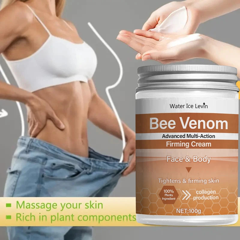 Bee Venom Firming Abdominal Cream - Plant-Based, Moisturizing and Hydrating, Contains Hyaluronic Acid, Suitable for All Skin Types, Gentle on Sensitive Skin, Turmeric Skincare