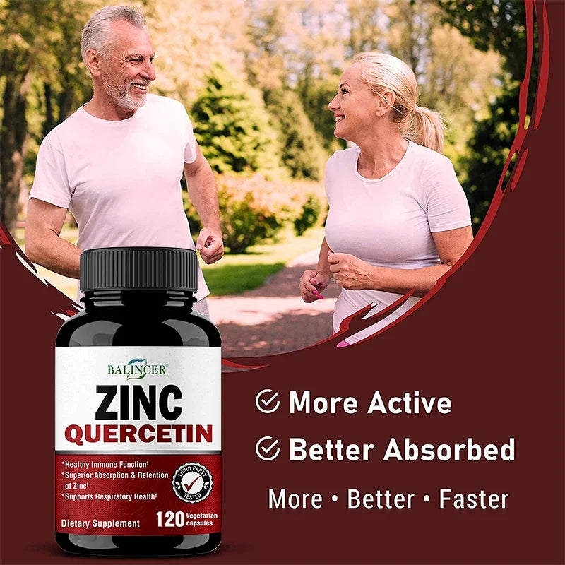 Quercetin + Zinc Vegetarian Capsules - Supports Immune, Skin and Bone Health, Nutritional Metabolism Supplement