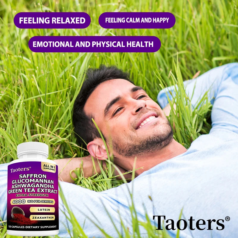 Saffron Supplements with Ashwagandha - Mood Balance, Stress Relief &amp; Mental Clarity – Cortisol Support for Women &amp; Men