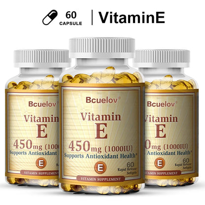 Vitamin E Supplement Capsules- 1000 IU - Promote Skin, Immunity and Heart Health, Help Blood Circulation, Gluten-free
