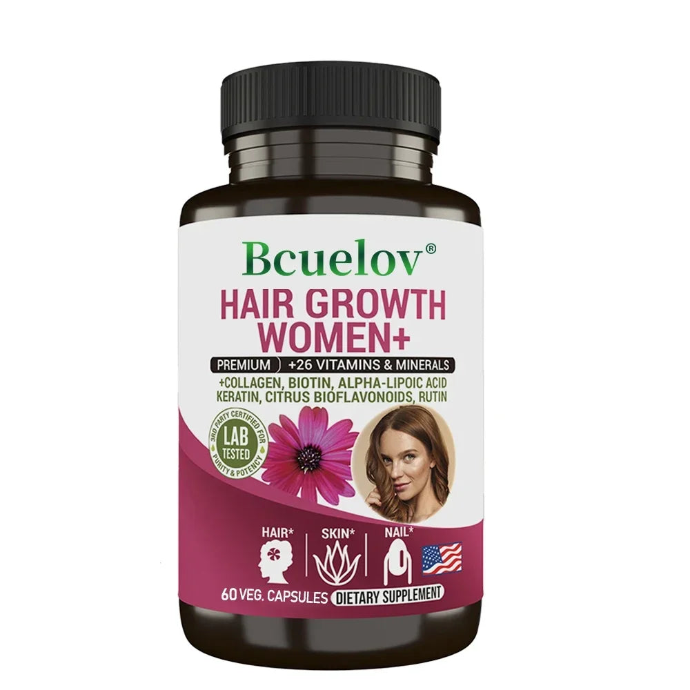 Women Hair Growth Supplement Capsules with Multivitamins, Collagen and Biotin for Thicker, Fuller Hair, Nails and Skin Health