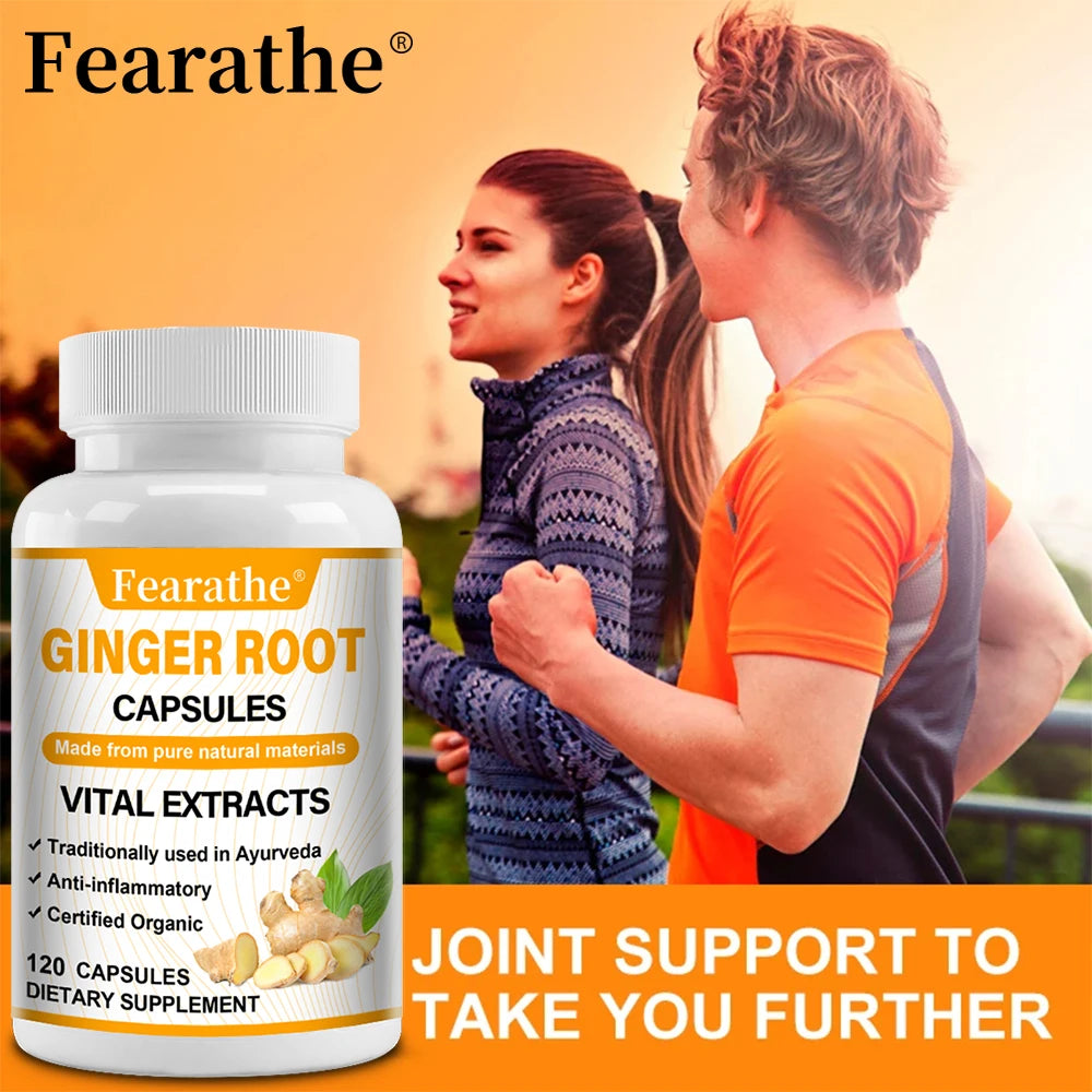 Organic Ginger Root Capsules 1200mg - with Black Pepper Extract,For Joint Health, Anti-Inflammation, Muscle, Immune Health
