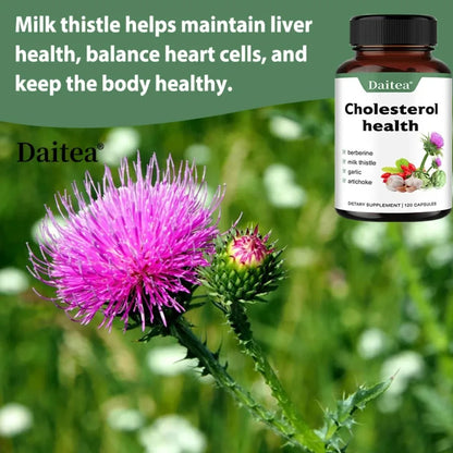 Healthy Cholesterol Support Supplement with Milk Thistle &amp; Berberine, Support Cardiovascular Health, 120 Capsules