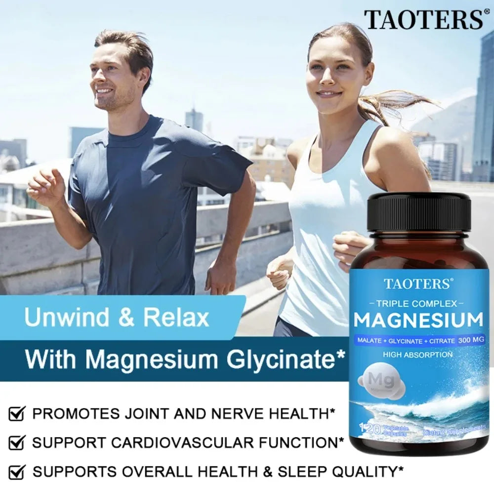 Triple Magnesium Complex Supplement - Contains Magnesium Glycine, Malate, and Citrate To Relax Muscles and Improve Sleep