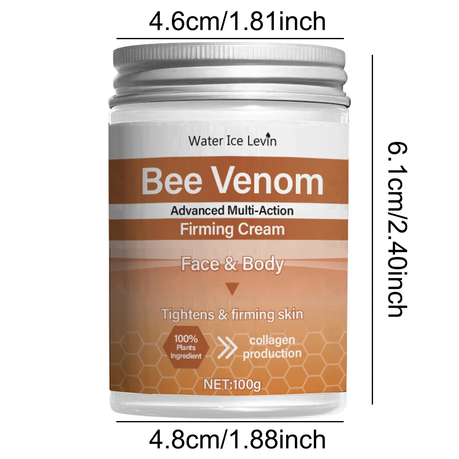 Bee Venom Firming Abdominal Cream - Plant-Based, Moisturizing and Hydrating, Contains Hyaluronic Acid, Suitable for All Skin Types, Gentle on Sensitive Skin, Turmeric Skincare