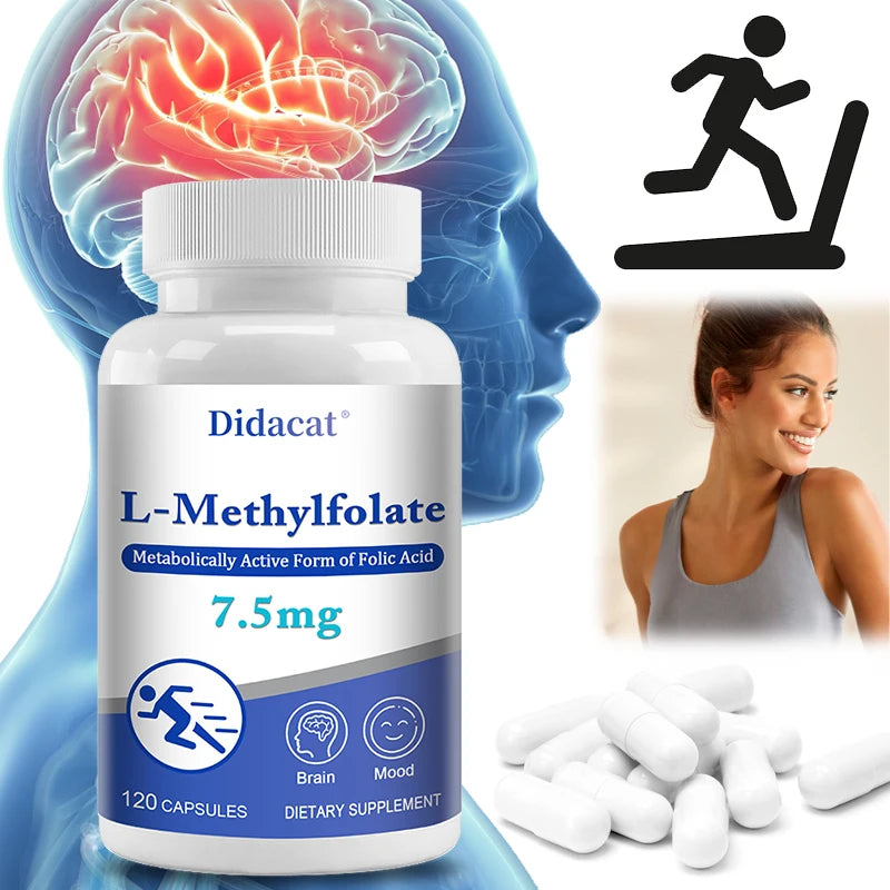 L-Methylfolate 7.5 Mg - L Methyl Folate, Methylfolate Supplement Capsules for Women &amp; Men, Promote Brain Health, Focus, Calm
