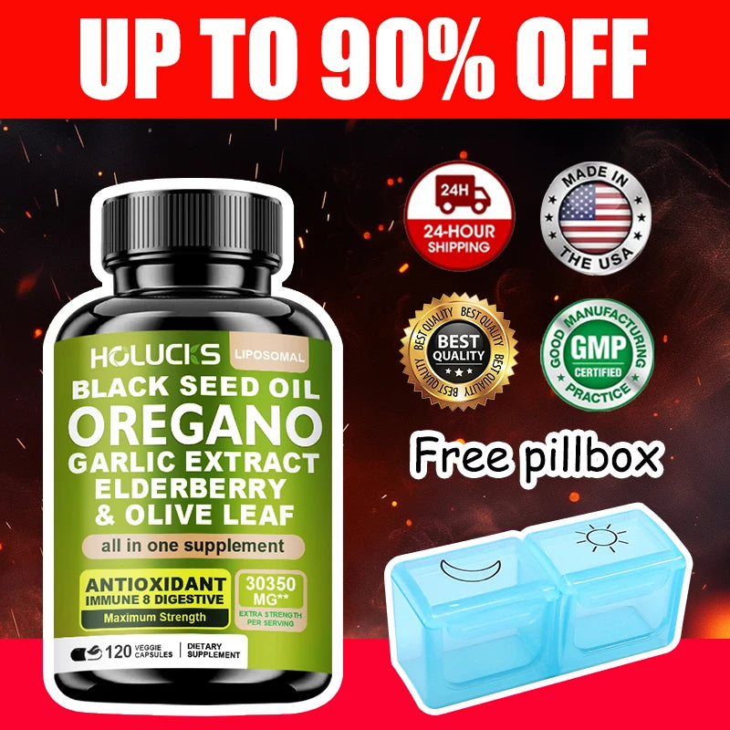 High Potency Oregano Oil Supplement, Support Allergies, Skin Health &amp; Deep Immune System Boost, Gut Flora Balance, Gluten-Free