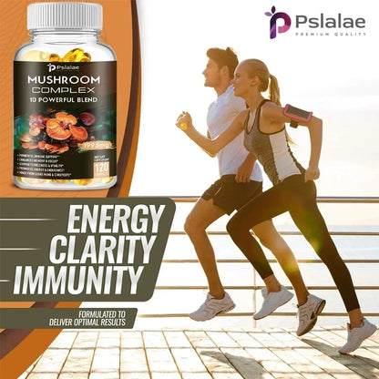 Mushroom Complex Supplement - Supports Brain and Immune Health, Enhances Memory, Focus and Clarity, Boosts Energy, Non-GMO