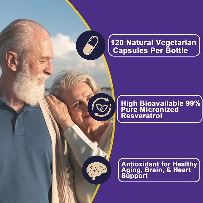 Resveratrol Supplement - 99% Trans-resveratrol, Healthy Aging, Brain &amp; Heart Support, AntioxidantSupplementsSupplements